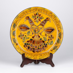 Redware_Plate_wedding_birds